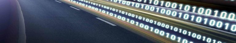 A binary code 'traveling' across at the speed of light. This highlights how data is becoming increasingly important in logistics.