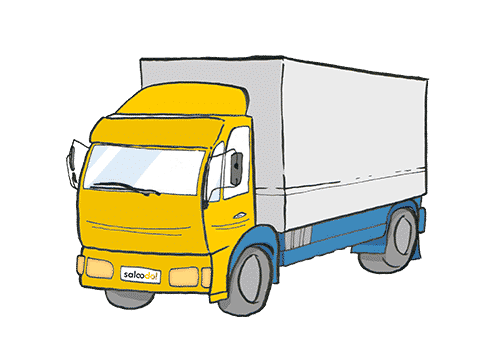Illustration von einem LKW mit gelbem Führerhaus