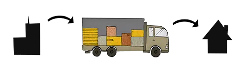 Ein LKW einer Spedition transportiert Waren von A nach B.
