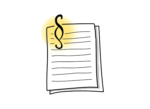 Paragraphenzeichen vor einem Stapel Papier als Symbol für die ADSp