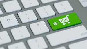 symbol picture of a keyboard with green ecommerce button